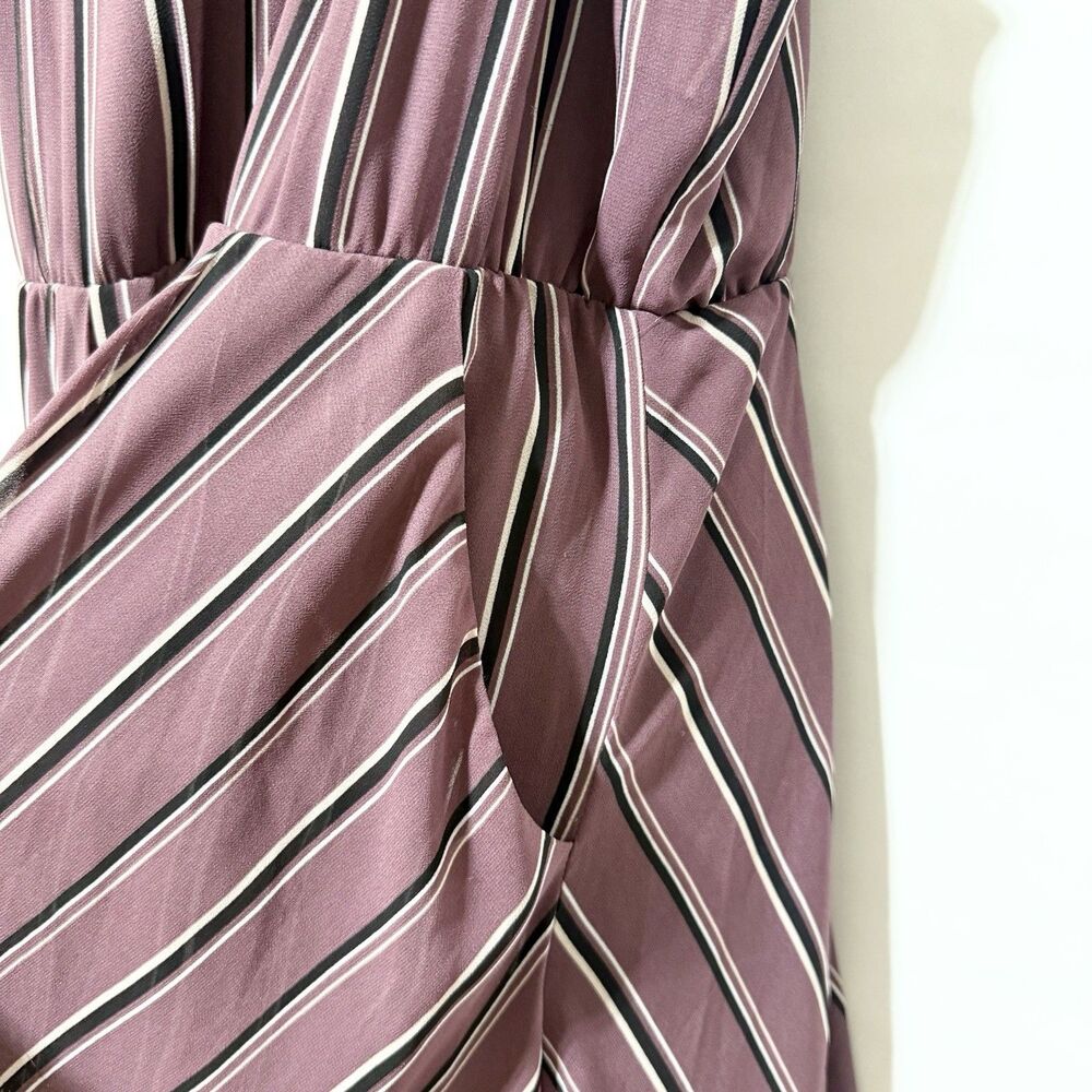 Torrid Mauve Purple Stripe Chiffon Midi Dress Pockets  Size 2X - Picture 4 of 10